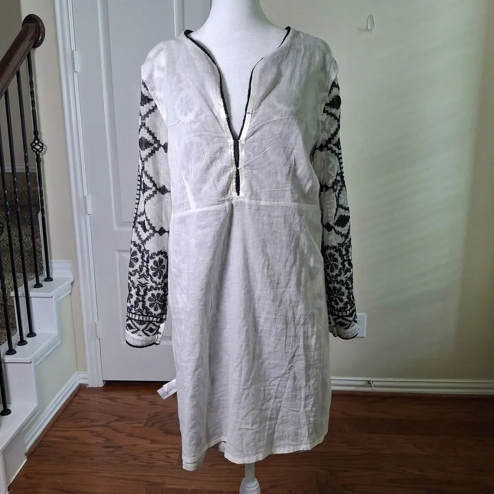 Revolve Antik Batik Dress Black White M Embroidered Tassel Boho Romantic Goth